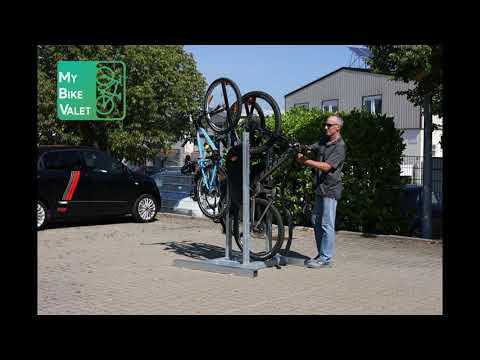 vertical bike rack, multiple bikes, most space efficient